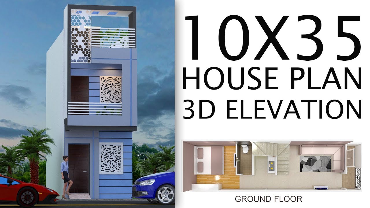 10x35 House Plan for a Small Plot | Low Budget Home Design & 3D Elevation