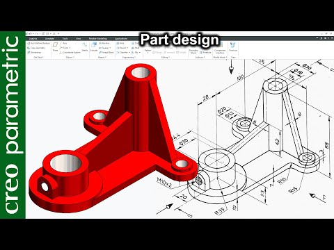 Creo part modeling tutorial | Machine part-01 in Creo Parametric