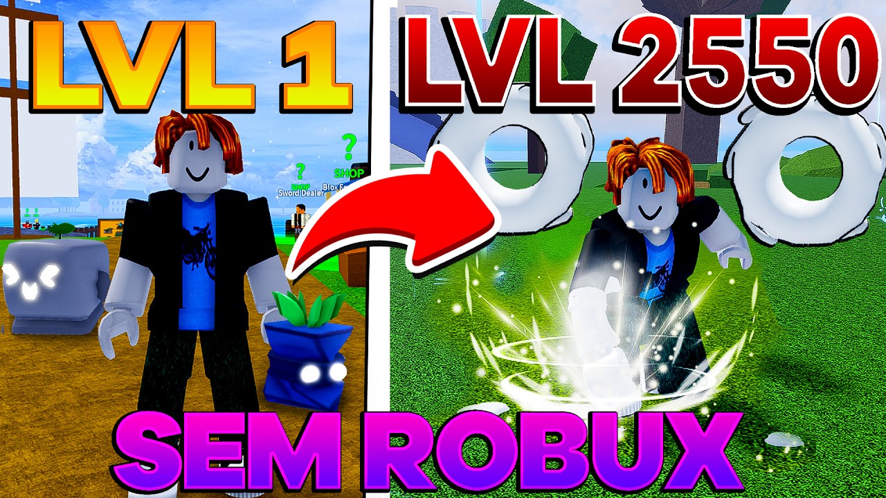 UPEI DO 1 AO 2550 SEM ROBUX NO BLOX FRUITS! - FILME