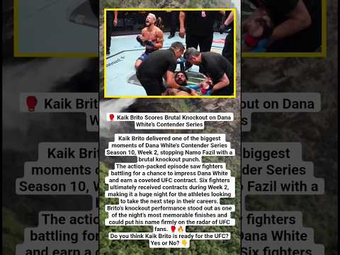 🥊 Kaik Brito Scores Brutal Knockout on Dana White’s Contender Series