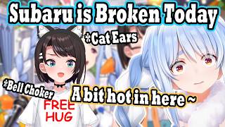 Pekora Screams in Fear When She Saw Subaru Wearing Cat Ears and a ‘FREE HUG’ T-Shirt!
