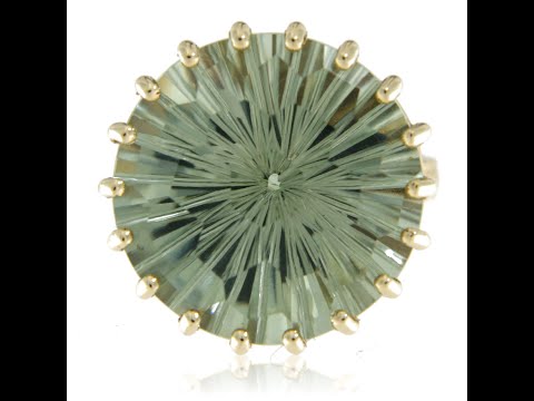 Inel Aur 14k Galben Ametist Verde (Prasiolit sau Vermarin) Natural - Eleganta si Rafinament