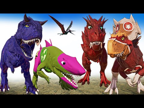 HULK Sharkzilla Vs Ant-Man Malusaurus & Godzilla T-REX Dinosaurs Fight in Jurassic World Evolution