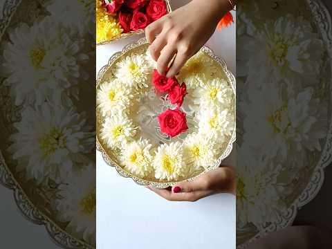 Flower decoration in water bowl || Urli water bowl decoration #shorts #trending #poojadecoration