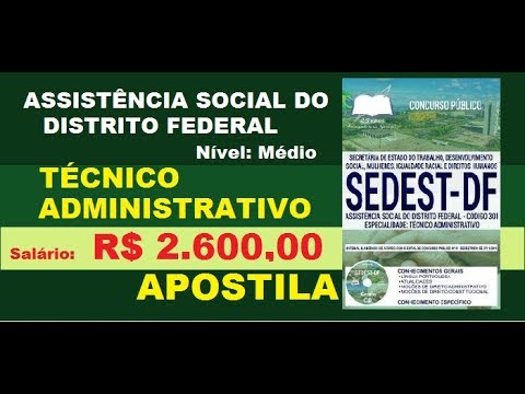 Apostila Concurso SEDEST DF 2019 Cargo Técnico Administrativo ( Assist. Social do Distrito Federal )