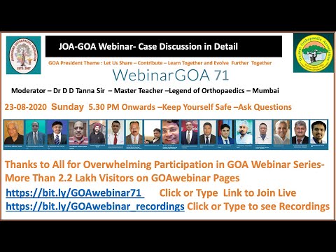 Webinar 71- Jharkhand Orthopedic Association Case Based Discussions 1