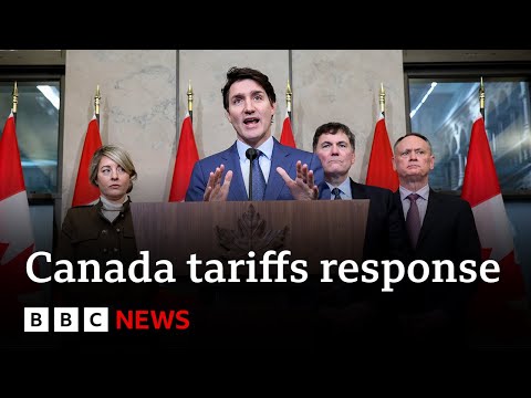Video | Canadian PM Trudeau retaliates against US and calls Trump's tariffs ‘very dumb’ | BBC News