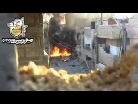 احتراق أحد الحواجز بعد السيطرة عليها من قبل كتيبة أم المؤمنين عائشة في ريف دمشق