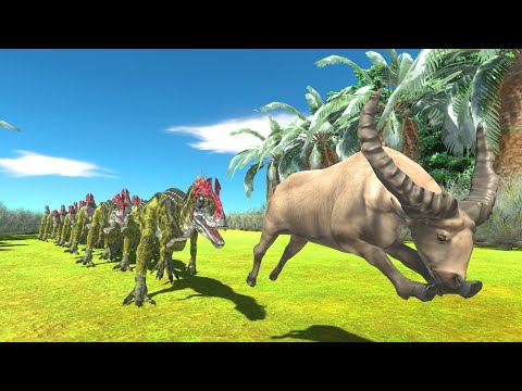 Escape from the cryolophosaurus in the middle of the island - Animal Revolt Battle Simulator