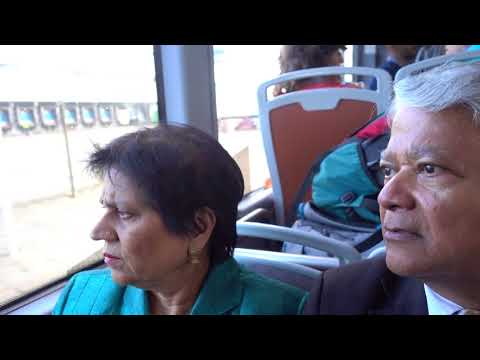 Aruna & Hari Sharma in Schiphol Airport Bus from Gate B4 to KLM flight to Bilbao, Aug 19, 2017