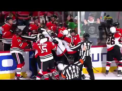 Chicago Blackhawks vs Ottawa Senators scuffle ￼