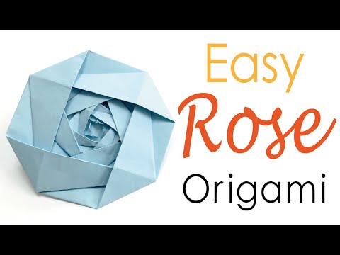 Super Easy☺︎  Origami Paper Rose Flower - Origami Kawaii〔#086〕