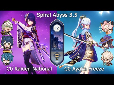 C0 Raiden National x C0 Ayaka Freeze - Spiral Abyss 3.4/3.5 Floor 12 Genshin Impact