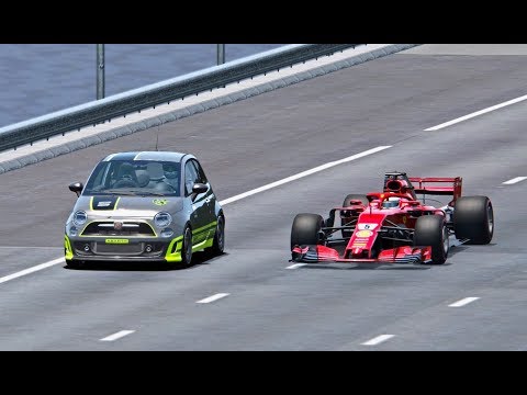 Ferrari F1 2018 vs Fiat 500 Abarth Ferrari 4WD - Drag Race