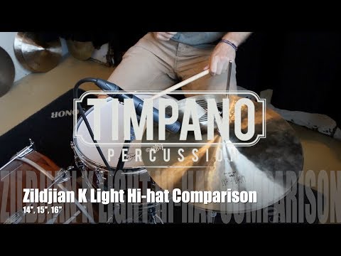 Zildjian K Light Hi-hat Comparison: 14", 15", 16"