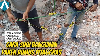 Cara buat siku bangunan menggunakan rumus pitagoras, grid as pondasi dan kolom