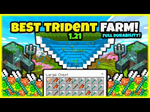 BEST TRIDENT FARM EVER!! (FULL DURABILITY!) In Minecraft Bedrock 1.21