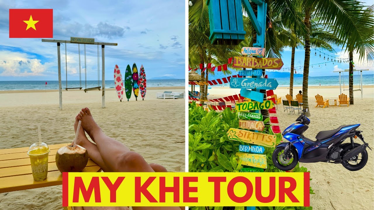 Enjoy a scooter tour along My Khe Beach, as a traveler rides through it.