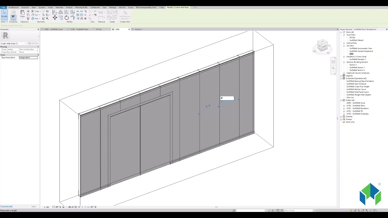 SwiftWall<sup>®</sup> Max Curtain Wall BIM Revit Tutorial - Placing Doors in Architectural Drawing