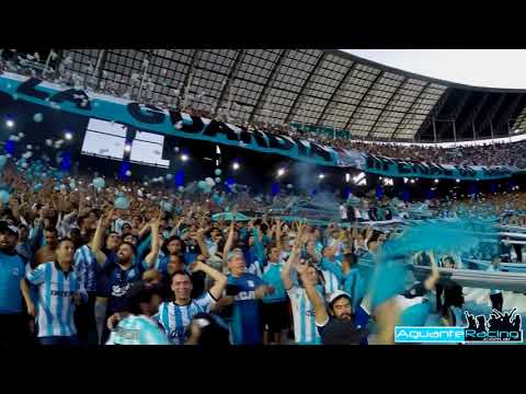 "Salida vs Boca - Esta campaña volveremos a estar contigo" Barra: La Guardia Imperial • Club: Racing Club