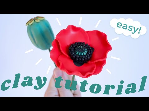 How to Make a Polymer Clay POPPY & POPPY SEED POD | EASY Flower Tutorial