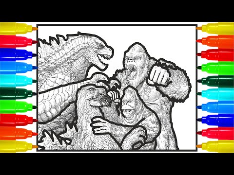 King Kong vs Godzilla families Coloring pages