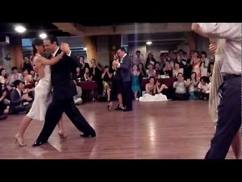  Andrea Misse,    Javier Rodriguez,    Fabian Peralta,    Gabriel Missé,    Lorena Ermocida,    and  Analía Centurión  are  dancing  to  the  tango  "  Café Domínguez  "  by  Ángel D'Agostino