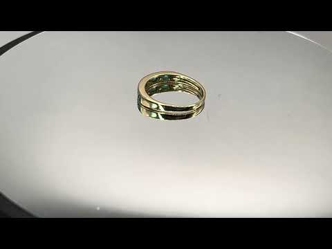 9ct Gold Emerald Diamond Half Eternity Ring Pre Owned UK Size N
