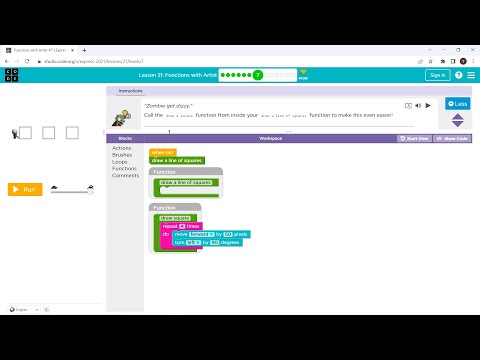 L21-7 |Code.org | Express-2021 | Lesson 21:  Functions with Artist | level 7