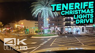 Christmas lights drive Los Cristianos, Playa de la Américas and Costa Adeje, Tenerife in 4K Ultra HD