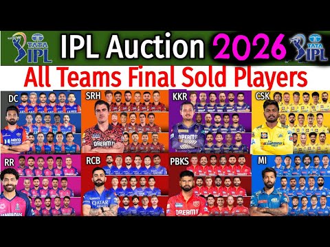 IPL Auction 2026 | All Team Full And Final Squad | All Squad For IPL 2026 | All Team Squad 2026