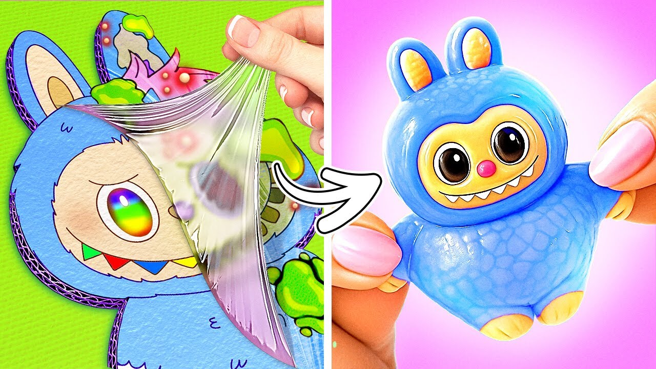 Cardboard vs Squishy!✂️💥Adorable Labubu-Inspired Crafts & Super Cute DIY Fun!😍
