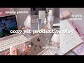 cozy yet productive vlog🍵📃studying, playing genshin, cleaning +redoing desk, skincare, anime + more
