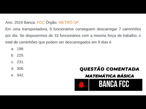 Regra de Três Simples para Concursos | Questão FCC 2019 Resolvida Passo a Passo!