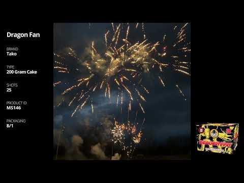 MS146 Dragon Fan - 25 shot 200 Gram Cake - Tako Pyrotechnics