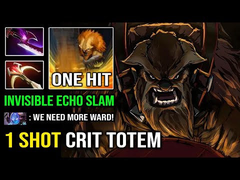 WTF 1 SHOT CRIT TOTEM Invisible Offlane Earthshaker with Octarine Echo Slam 7.32d Dota 2