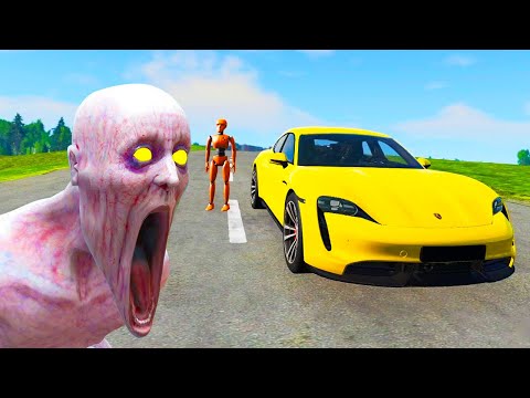Escape-From The Shy Guy (SCP-096) | Porsche Taycan Car Ride Chase | BeamNG Drive [Ep. 8]