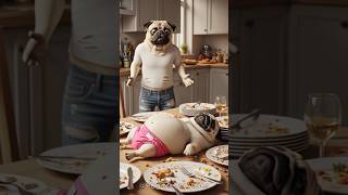 A caterpillar crawled into the baby pug's mouth, and his body grew gigantic.😢🐛 #pug #funny #cute