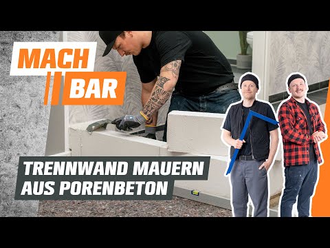 Halbhohe Trennwand mauern aus Porenbeton | OBI