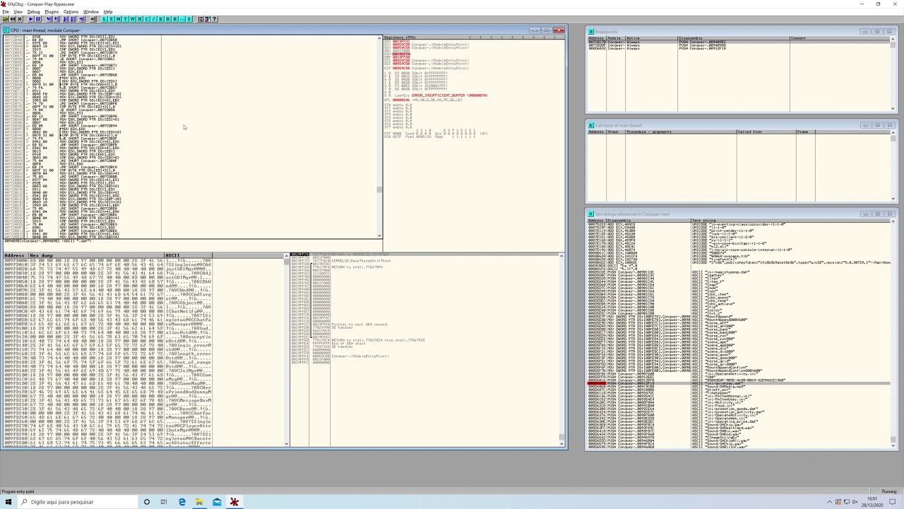 conquer online development - use decrypted server.dat with ollydbg