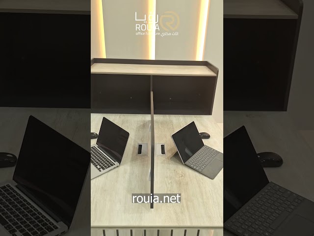 محطة عمل ثنائية مع دولاب جانبي لون بيج / RA-HT-03