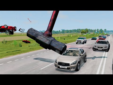Cars vs Giant Hammers #1 — BeamNG.drive