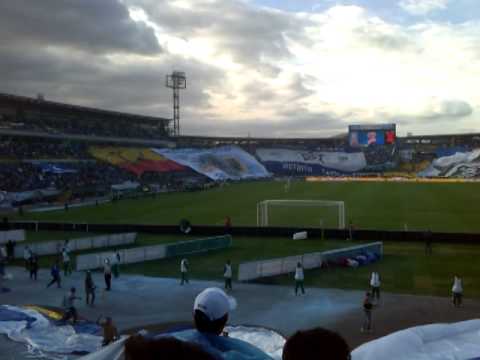 "Blue Rain, Salida Millonarios vs Equidad" Barra: Blue Rain • Club: Millonarios