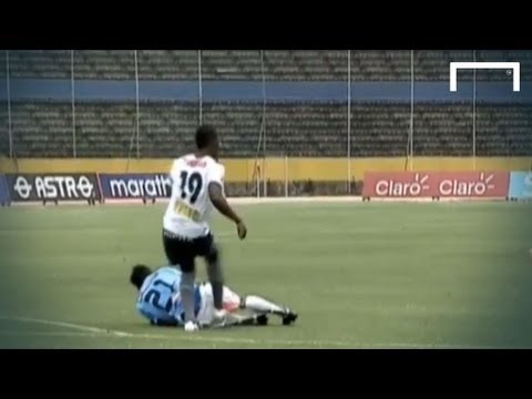 Montano's crazy foul - footballer kicks the player