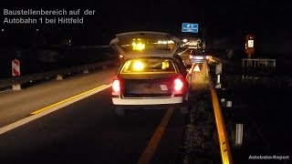 preview picture of video 'A1/Hittfeld - In der Dunkelheit: Gefahrenstelle im Baustellenbereich (28.09.2014)'