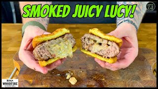 Ninja Woodfire Grill Cooks The JUICIEST Hamburger! (Juicy Lucy Burger)