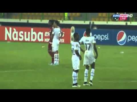 Helicopter flies over pitch after Equatorial Guinea-Ghana game suspended due to disturbances by fans