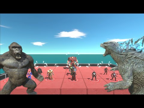 Godzilla 2014 x Kong vs Super Heroes Epic Battle Hot Lava - Animal Revolt Battle Simulator