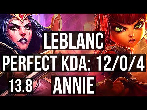 LEBLANC vs ANNIE (MID) | 12/0/4, Rank 7 LeBlanc, Legendary, 1.7M mastery | TR Challenger | 13.8