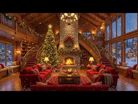Peaceful Christmas Ambience 🔥 Instrumental Christmas Music With Crackling Fireplace for Sleep, Study